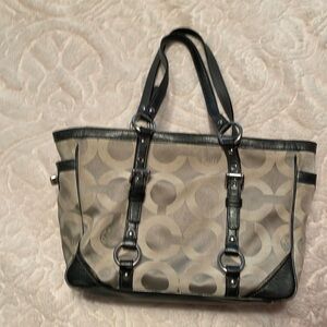 Coach Silver Sateen Fabric Shoulder Bag